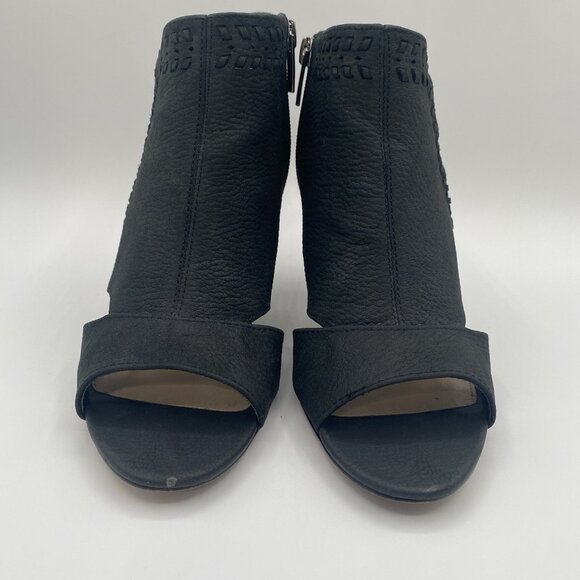 Vince Camuto Emma Leather Peep-Toe Zip Caged Heel Women’s Size US 7 Black - Picture 5 of 14